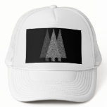 Three Snowy Christmas Trees. Black White. Custom hats