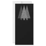 Three Snowy Christmas Trees. Black White. Custom rack cards