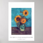 Three sunflowers in a vase posters