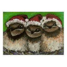 Three swallows singing Christmas carols Business Card