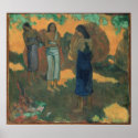 Three Tahitian Women Against  a Yellow Background posters