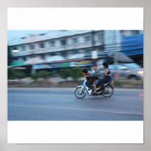 Three Teens On Motorcycle Poster