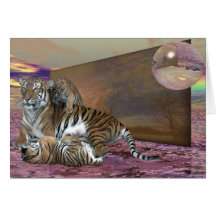 Three Tigers Greeting Card