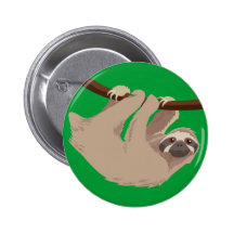 Three Toed Sloth Button