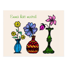 Three Vases Art Personalised Change of Address Post Cards