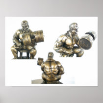 Three views of bodybuilder print