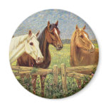 Three Vintage Horses Fridge Magnets