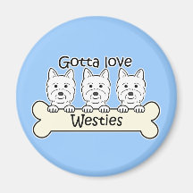 Three Westies Fridge Magnets
