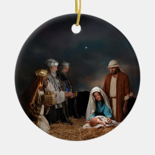 ... Wise Men Visiting Newborn Baby Jesus Christmas Tree Ornaments | Zazzle