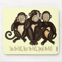 Three Wise Monkeys Mouse Mats