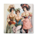 Three women in tights and feathers c.1899 magnets