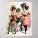 Three women in tights and feathers c.1899 posters