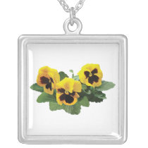 Three Yellow Pansies Necklaces