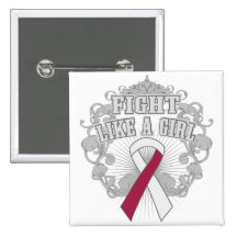 Throat Cancer Fight Like A Girl Fleurish Pinback Buttons