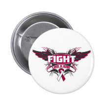 Throat Cancer Fight Like a Girl Wings.png Pinback Button