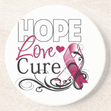 Throat Cancer Hope Love Cure Drink Coaster