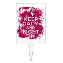 Throat Cancer Keep Calm and Fight On Rectangular Cake Pick