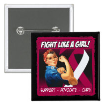Throat Cancer Rosie Riveter - Fight Like a Girl Pin