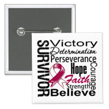 Throat Cancer Survivor Collage Pinback Buttons