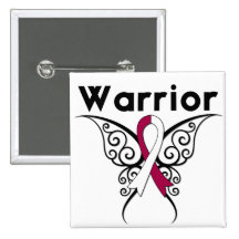 Throat Cancer Warrior Tribal Butterfly Buttons