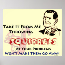Throwing Squirrels Retro Poster