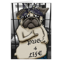Thug Pug Greeting Cards