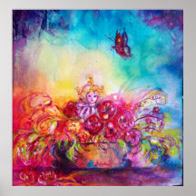 THUMBELINA,FLOWER BASKET AND BUTTERFLY PRINT