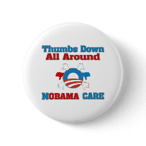 Thumbs Down NObama Care Pinback Buttons