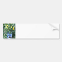 Thunbergia Black Eyed Susan Vine Blue white pot Bumper Stickers
