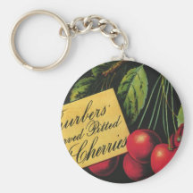 Thurber Cherries, Vintage Fruit Crate Label Art Key Chain