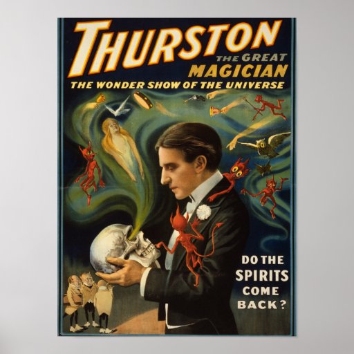 Thurston the Great Magician Holding Skull Magic Print