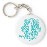 Thyroid Cancer Abstract Fight Like a Girl keychains