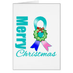 Thyroid Cancer Awareness Merry Christmas Ribbon cards