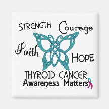 Thyroid Cancer Celtic Butterfly 3 Fridge Magnets