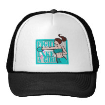 Thyroid Cancer Fight Like A Girl Boxer Trucker Hat