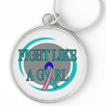 Thyroid Cancer Fight Like A Girl Circular keychains