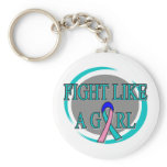 Thyroid Cancer Fight Like A Girl Circular keychains