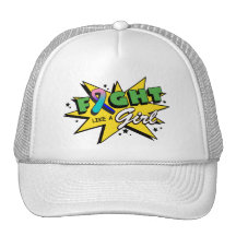 Thyroid Cancer Fight Like A Girl POW! Trucker Hats