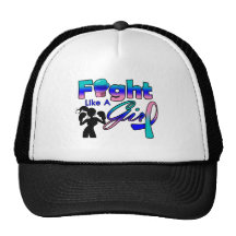 Thyroid Cancer Fight Like A Girl Silhouette Hats