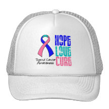 Thyroid Cancer Hope Love Cure Ribbon Trucker Hats