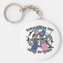 Thyroid Cancer Survivor By Day Ninja By Night Keychains