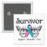 Thyroid Cancer Survivor Floral Deco buttons