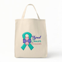 Thyroid Cancer Survivor Flower Ribbon Tote Bag