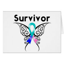 Thyroid Cancer Survivor Tribal Butterfly Cards