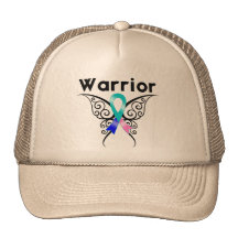 Thyroid Cancer Warrior Tribal Butterfly Mesh Hat