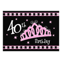 Tiara 40th Birthday Personalized Invitation