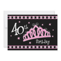 Tiara 40th Birthday Queen Personalised Invitations