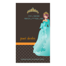 Tiara/diva's boutique/dark taupe/teal/orange business card
