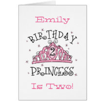 Tiara Princess 2nd Birthday Card - Customised
