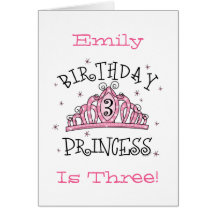 Tiara Princess 3rd Birthday Card - Customised